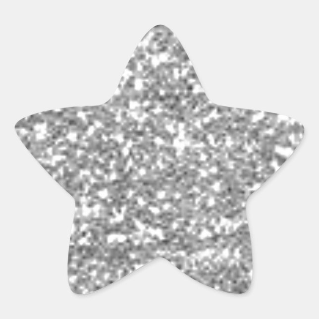Pegatina En Forma De Estrella Purpurina Faux Silver (Anverso)