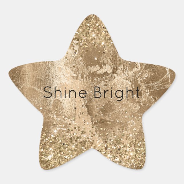 Pegatina En Forma De Estrella Purpurina Glam Gold Sparkles (Anverso)