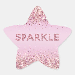 Pegatina En Forma De Estrella Purpurina Glitzy Rosado