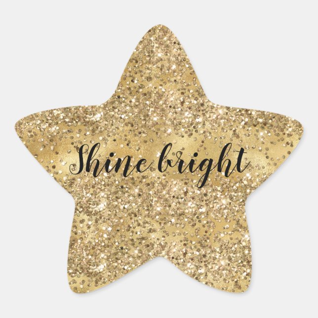 Pegatina En Forma De Estrella Purpurina Gold Glam Confetti personalizado (Anverso)