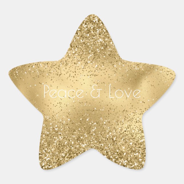 Pegatina En Forma De Estrella Purpurina Gold Glam Glitzy Sparkle (Anverso)
