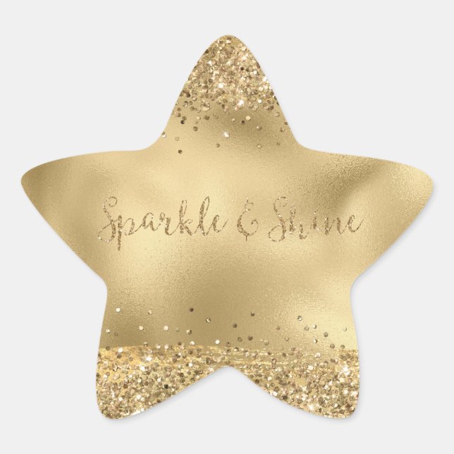 Pegatina En Forma De Estrella Purpurina Gold Sparkle (Anverso)