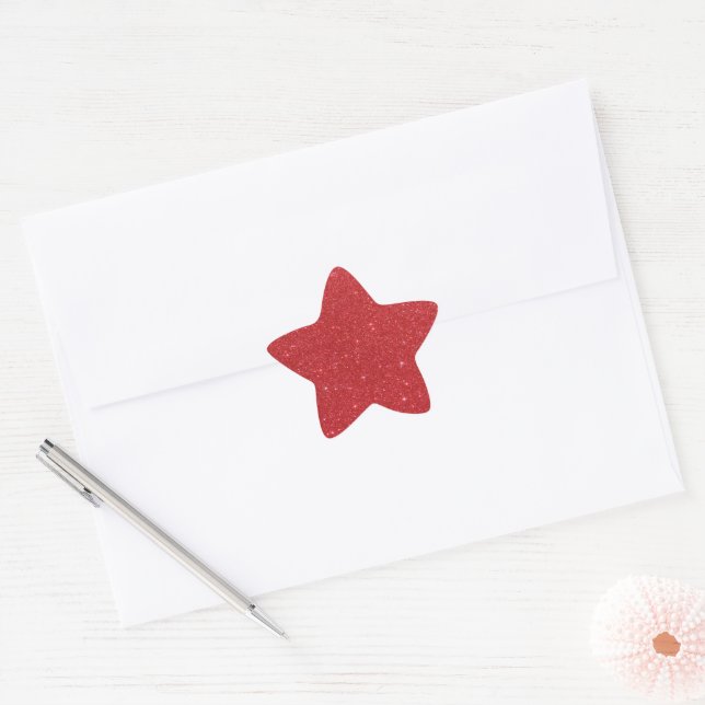 Pegatina En Forma De Estrella Purpurina roja (Sobre)