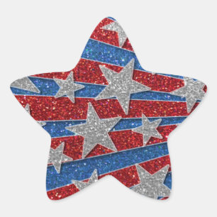 Pegatina En Forma De Estrella Purpurina rojo blanco y azul Estados Unidos Estrel