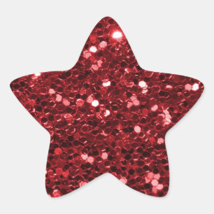 Pegatina En Forma De Estrella Purpurina Rojo Brillante Faux Purpurina Sparkle St