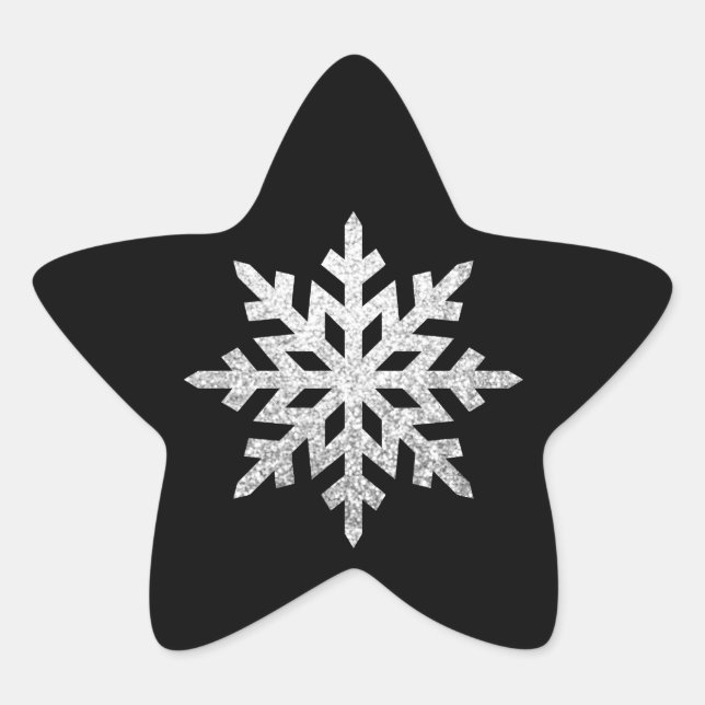 Pegatina En Forma De Estrella Purpurina Silver Snowflake (Anverso)