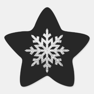 Pegatina En Forma De Estrella Purpurina Silver Snowflake