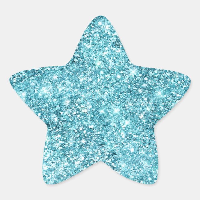 Pegatina En Forma De Estrella Purpurina Turquoise Aqua Glitz (Anverso)