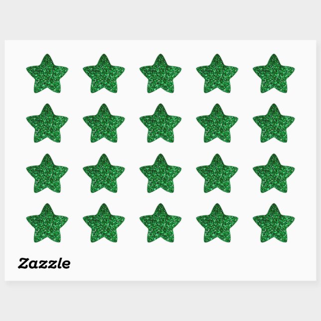 Pegatina En Forma De Estrella Purpurina Verde Sparkle Sparkly Pattern Celebracio (Hoja)