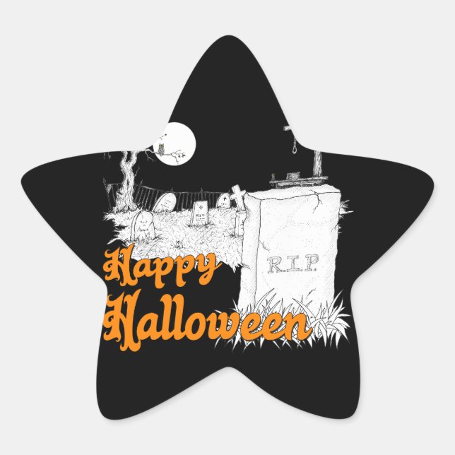 Pegatina En Forma De Estrella QEPD de Halloween (Anverso)