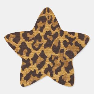 Pegatina En Forma De Estrella RAB Rockabilly Estampado Leopardo Marrón Dorado