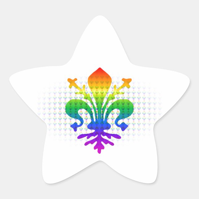 Pegatina En Forma De Estrella Rainbow Fleur-de-lis (Anverso)