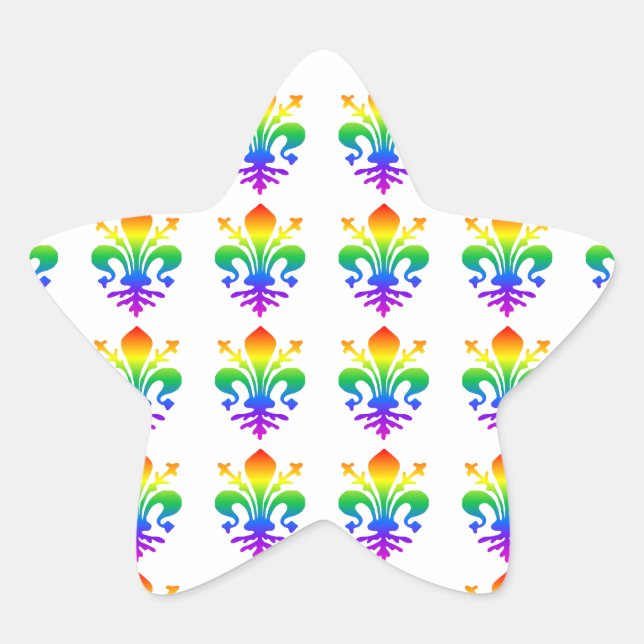 Pegatina En Forma De Estrella Rainbow Fleur-de-lis (Anverso)