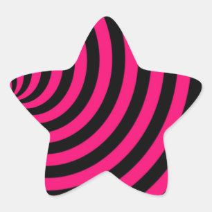 Pegatina En Forma De Estrella Rayas en espiral rosadas y negras