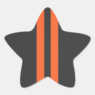 Pegatina En Forma De Estrella Rayas Naranjas Deportivas Vibrantes Estilo Fibra d