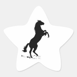Pegatina En Forma De Estrella Rearing Horse Silhouette