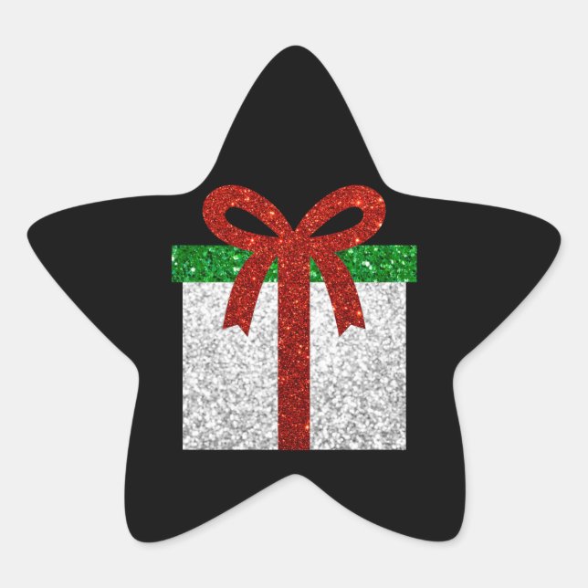 Pegatina En Forma De Estrella Regalo de Navidades purpurinas (Anverso)