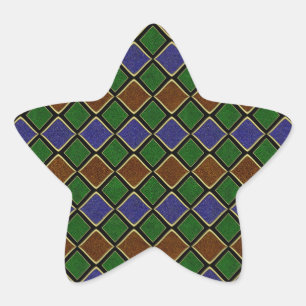 Pegatina En Forma De Estrella Rejilla de Diamante Arlequín: Armonía Texturizada