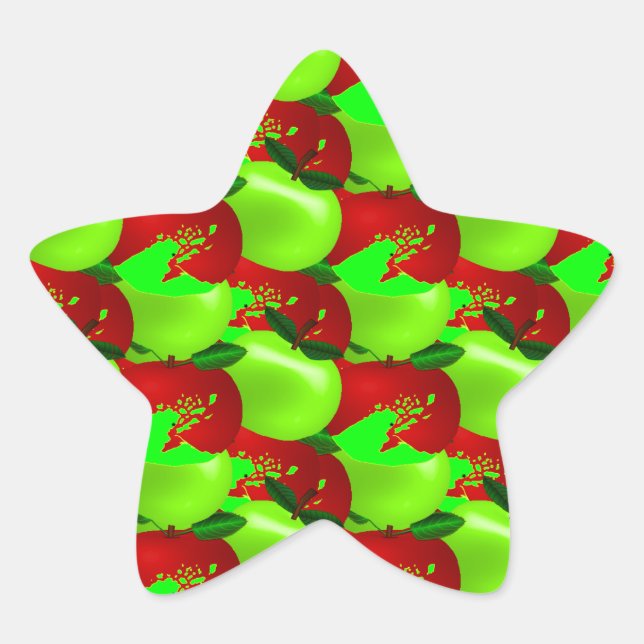 Pegatina En Forma De Estrella Reloj de manzanas (Anverso)