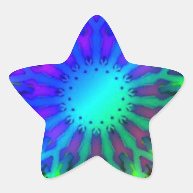 Pegatina En Forma De Estrella Resplandeciente en el arte del Kaleidoscopio oscur (Anverso)