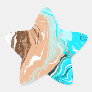 Pegatina En Forma De Estrella Resumen de arte fluido en la playa