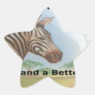 Pegatina En Forma De Estrella Retrato de cebra, Amboseli: El espíritu de la saba