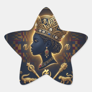 Pegatina En Forma De Estrella Retrato de majestuosa reina africana