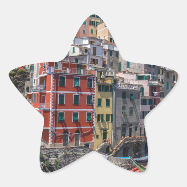 Pegatina En Forma De Estrella Riomaggiore Cinque Terre Liguria Italia (Anverso)