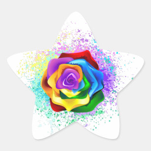Pegatina En Forma De Estrella Rosa arcoiris colorido