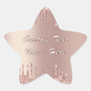 Pegatina En Forma De Estrella Rosa Purpurina de oro Pegatina espumoso con texto