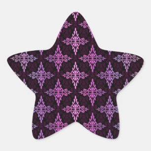 Pegatina En Forma De Estrella Rosa y negro de dos tonos en damasco