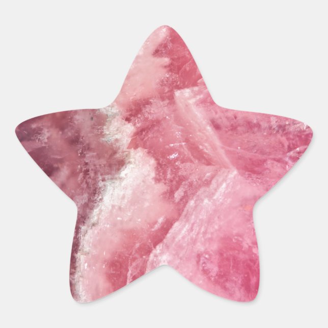 Pegatina En Forma De Estrella Rosey Rosa Quartz Crystal (Anverso)
