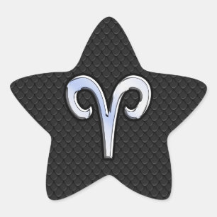 Pegatina En Forma De Estrella Rótulo cromado moderno como Aries Zodiac