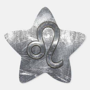 Pegatina En Forma De Estrella Rótulo Leo Zodiac en decoración angustiada