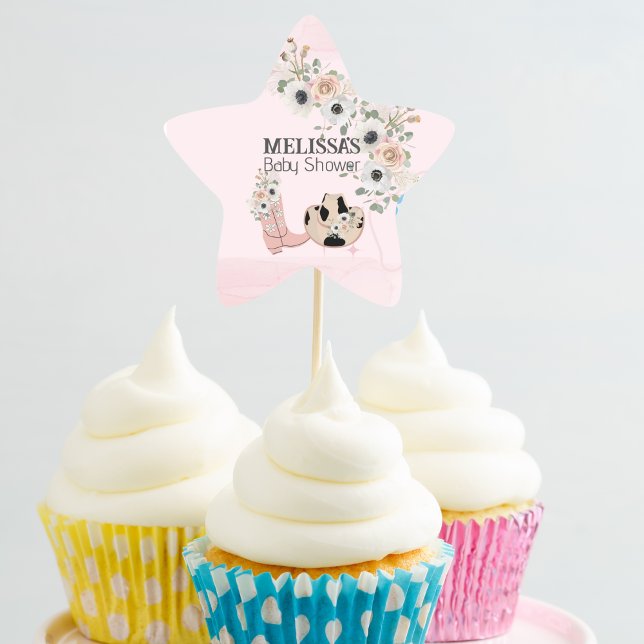 Pegatina En Forma De Estrella Saddle Up Western Cowgirl Cupcake Topper (Subido por el creador)
