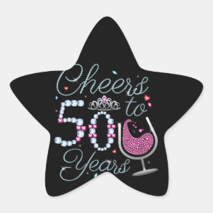 Pegatina En Forma De Estrella Saludos a 50 años 50.ª Estrella de la Fiesta de Cu