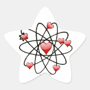 Pegatina En Forma De Estrella San Valentín Corazones Rojos Atómicos