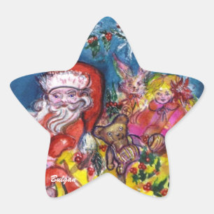 Pegatina En Forma De Estrella SANTA CLAUS CON GIFTS Star