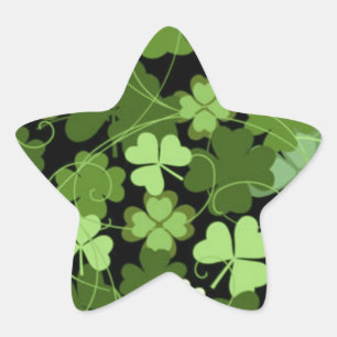 Pegatina En Forma De Estrella Shamrock irlandés verde