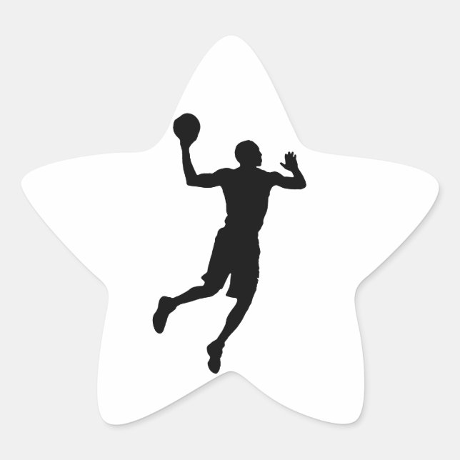 Pegatina En Forma De Estrella Silueta de jugador de baloncesto de arte pop (Anverso)