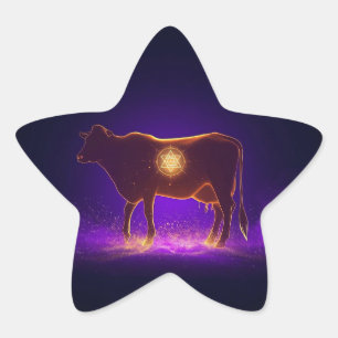 Pegatina En Forma De Estrella Silueta de vaca divina Govardhan Puja Espiritual