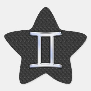 Pegatina En Forma De Estrella Símbolo cromado como zodiaco de Gemini