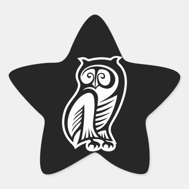 Pegatina En Forma De Estrella Símbolo de búho blanco (Anverso)