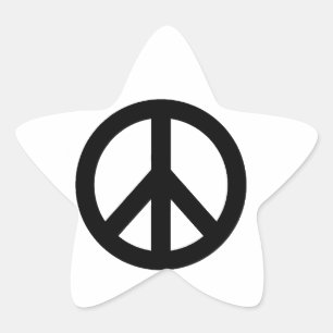 Pegatina En Forma De Estrella Símbolo de signo de paz blanco negro