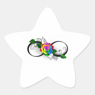 Pegatina En Forma De Estrella Símbolo infinito con Rosa arcoiris