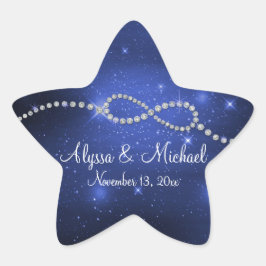 Pegatina En Forma De Estrella Símbolo infinito Rótulo galaxia Estrella Boda azul