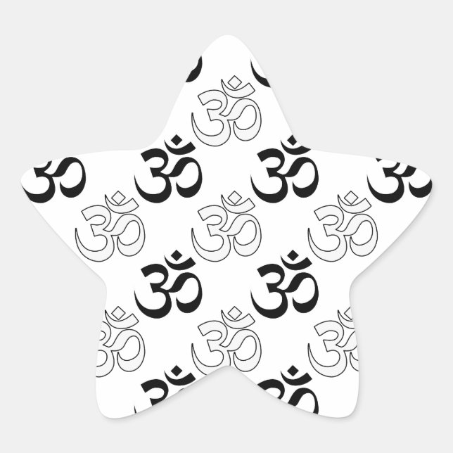 Pegatina En Forma De Estrella Símbolo Om, Aum (Anverso)
