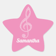 Simple y moderno Nombre Pink White Treble Clef