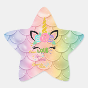 Pegatina En Forma De Estrella Sirena Unicornio Aplaude Fuerte China Brillante De