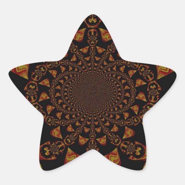 Pegatina En Forma De Estrella Skull Kaleidoscope Arte Imprimir (Anverso)